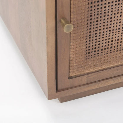 Grier Light Brown Wood w/ Cane Accent Table