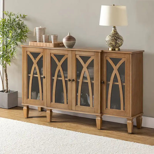 Katie 60 Farmhouse Style Sideboard with Glass Doors by HULALA HOME