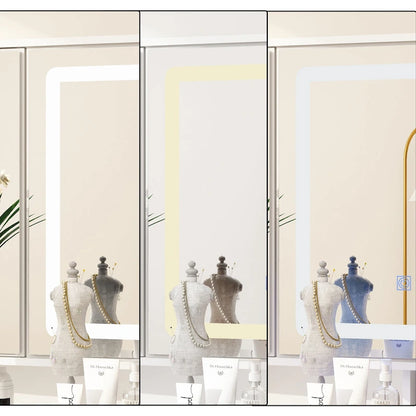 Elegant White Makeup Dressing Table with Adjustable Mirror Large Desk