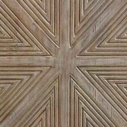 Zion 84 Mango Wood Carved 4-Door Sideboard with Iron Base