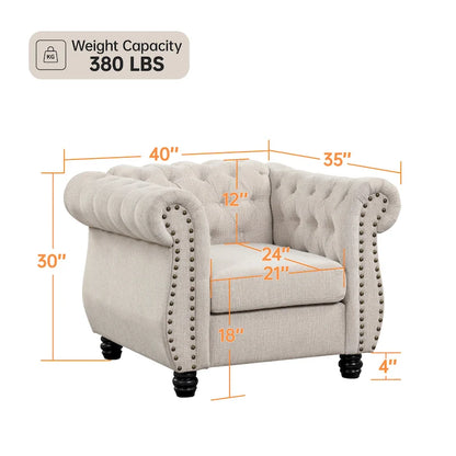 Morden Fort Sofa Chair Tufted Upholstered Chesterfield Armchair