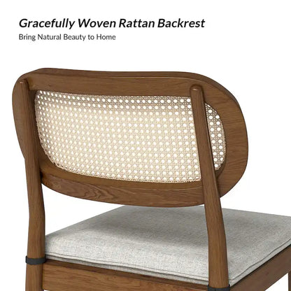 Konstantin Modern Solid Wood Dining Chair with Ratten Back and Removable Cushion Set of 2 by HULALA HOME