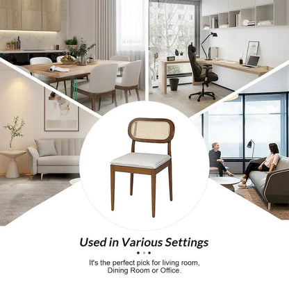 Konstantin Modern Solid Wood Dining Chair with Ratten Back and Removable Cushion Set of 2 by HULALA HOME