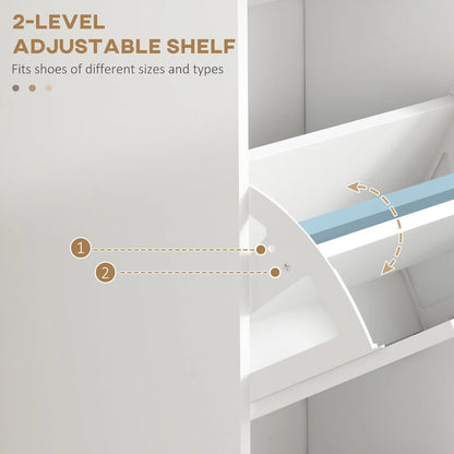 HOMCOM Shoe Cabinet for Entryway, Narrow Shoe Rack Storage Organizer with 3 Flip Drawers and Adjustable Shelves