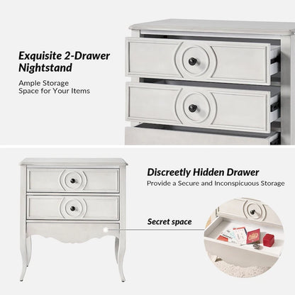 Sidney Traditional 3-Drawer Nightstand with Built-In Outlets and USB by HULALA HOME