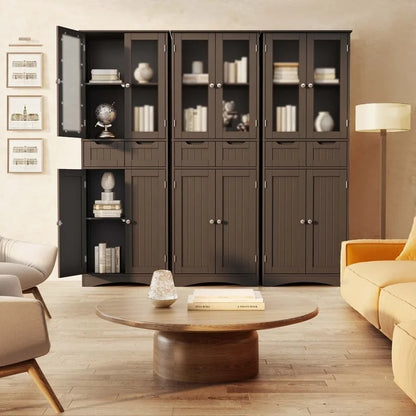Tall Kitchen Pantry Cabinet, Freestanding Storage Cabinet, Bathroom Storage Cabinet with Doors