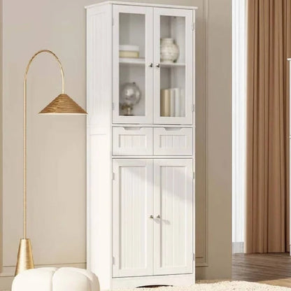 Tall Kitchen Pantry Cabinet, Freestanding Storage Cabinet, Bathroom Storage Cabinet with Doors