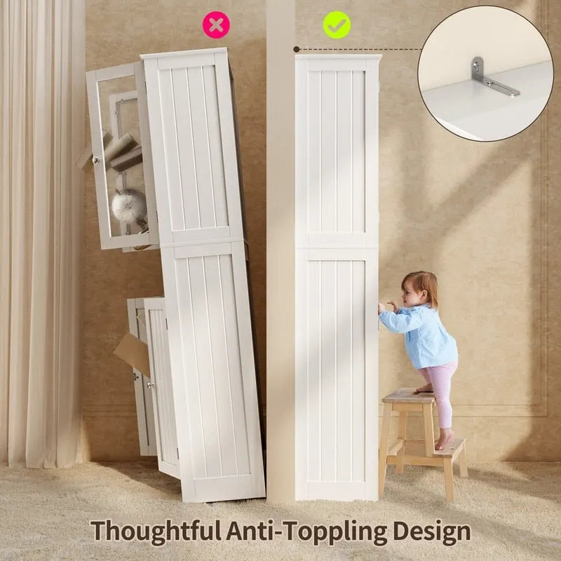 Tall Kitchen Pantry Cabinet, Freestanding Storage Cabinet, Bathroom Storage Cabinet with Doors
