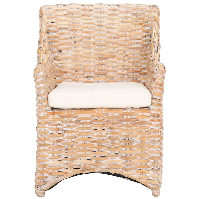 SAFAVIEH Cheryle Wicker Washed Brown Wingback Arm Chair (Fully Assembled) - 26 W x 23 D x 34 H - 26Wx23Dx34H