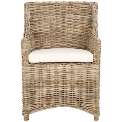 SAFAVIEH Cheryle Wicker Washed Brown Wingback Arm Chair (Fully Assembled) - 26 W x 23 D x 34 H - 26Wx23Dx34H