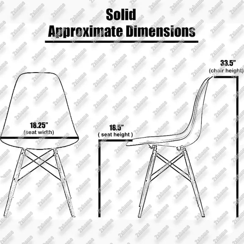 Set of 2 Modern Side Dining Chair Color With Dark Black Wood Legs For Kitchen Eiffel Dowel Work Office Restaurant