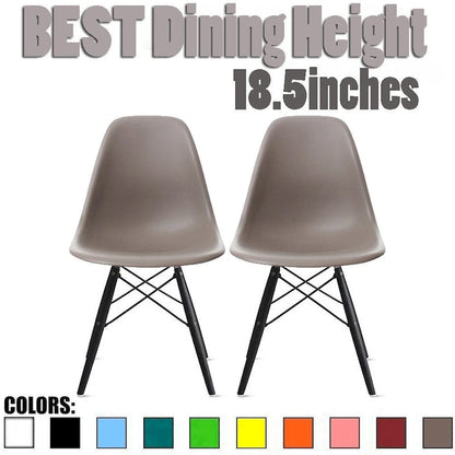 Set of 2 Modern Side Dining Chair Color With Dark Black Wood Legs For Kitchen Eiffel Dowel Work Office Restaurant