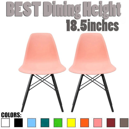 Set of 2 Modern Side Dining Chair Color With Dark Black Wood Legs For Kitchen Eiffel Dowel Work Office Restaurant