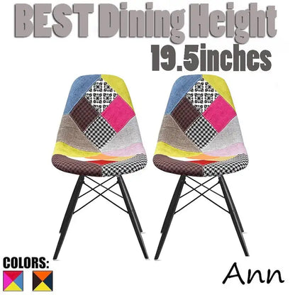 Set of 2 Modern Side Dining Chair Color With Dark Black Wood Legs For Kitchen Eiffel Dowel Work Office Restaurant