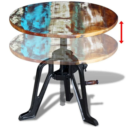 vidaXL Side Table Round Coffee End Table Sofa Table Solid Wood and Cast Iron