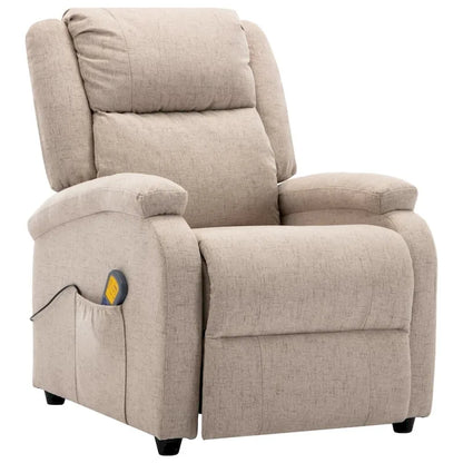 vidaXL Massage Chair Cream Fabric - 71 x 92 x 96 cm
