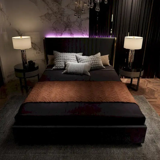 LED Platform Bed with Storage Drawer - Contemporary Bedroom Furniture