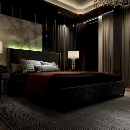 LED Platform Bed with Storage Drawer - Contemporary Bedroom Furniture