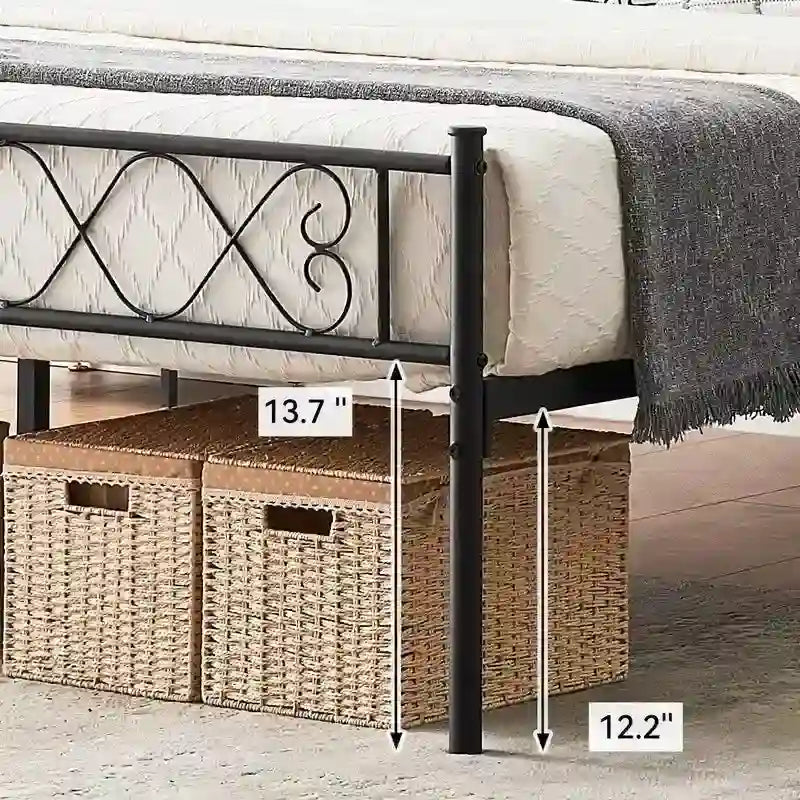 Black Metal Twin Bed Frame with Headboard
