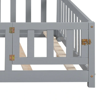 Full-size Floor Beds with Bookcases and Blackboards for Kids