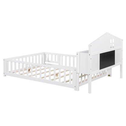 Full-size Floor Beds with Bookcases and Blackboards for Kids