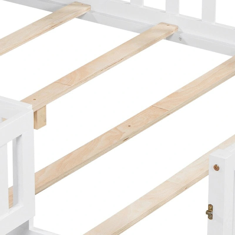 Full-size Floor Beds with Bookcases and Blackboards for Kids