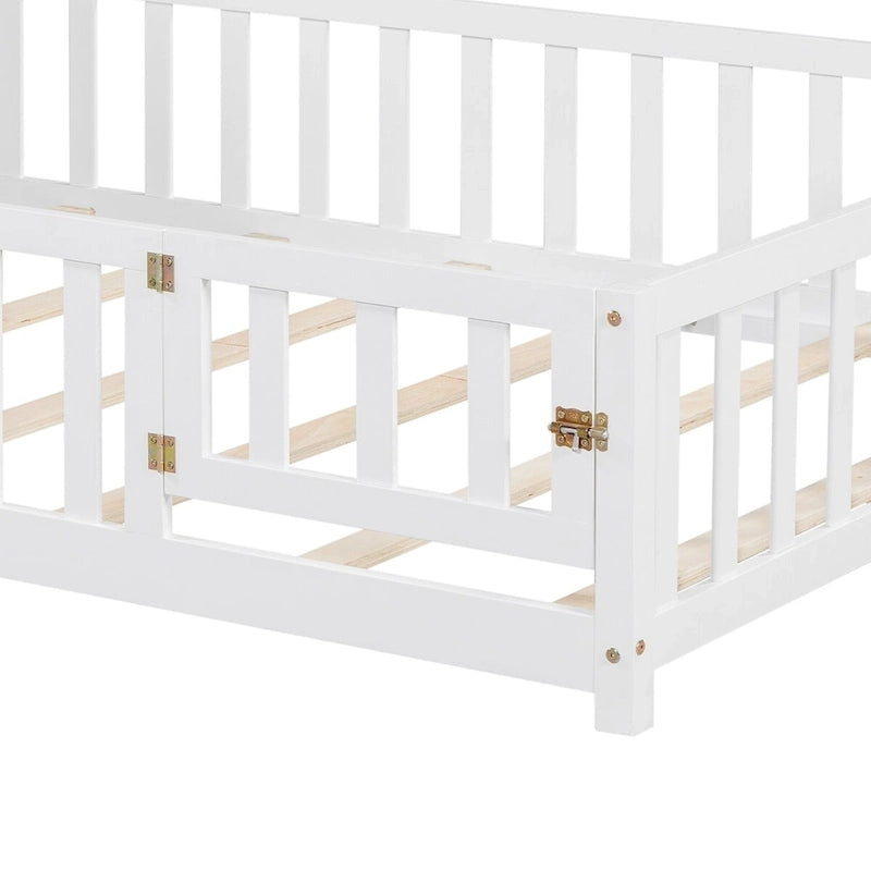 Full-size Floor Beds with Bookcases and Blackboards for Kids