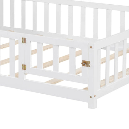 Full-size Floor Beds with Bookcases and Blackboards for Kids