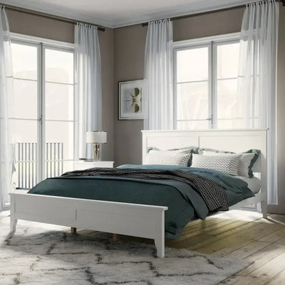 Queen Size Platform Bed, Modern Solid Wood Full Platform Bed Frame, No Box Spring Needed