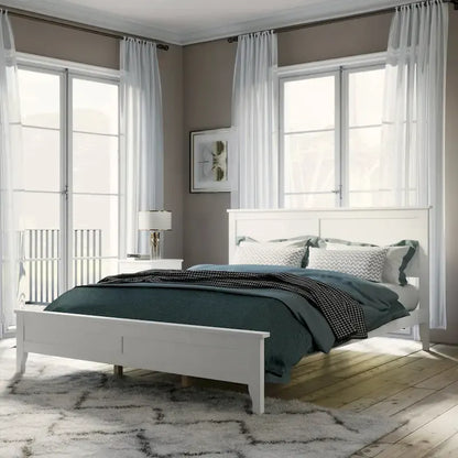 Queen Size Platform Bed, Modern Solid Wood Full Platform Bed Frame, No Box Spring Needed