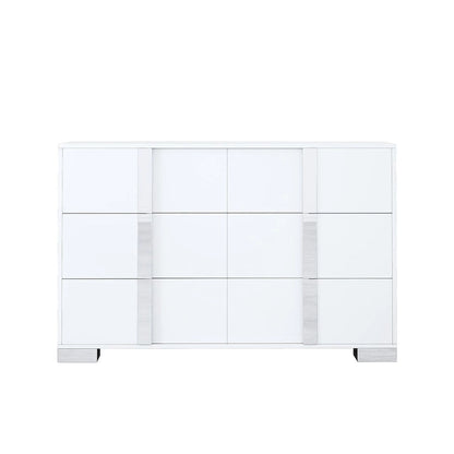 Modern Dresser Chest of 6 Drawers with Mirrored Handles