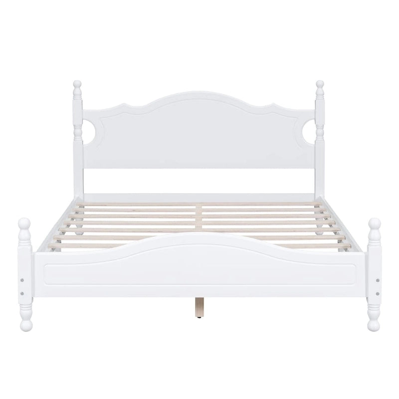 Queen Size Wood Platform Bed Frame,Retro Style Platform Bed with Wooden Slat Support