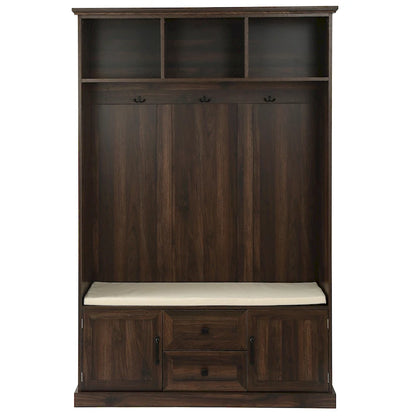 3-in-1 Design Hall Tree with 3 Hooks and Storage Bench - 47.24W x 70.9H x 15.74D