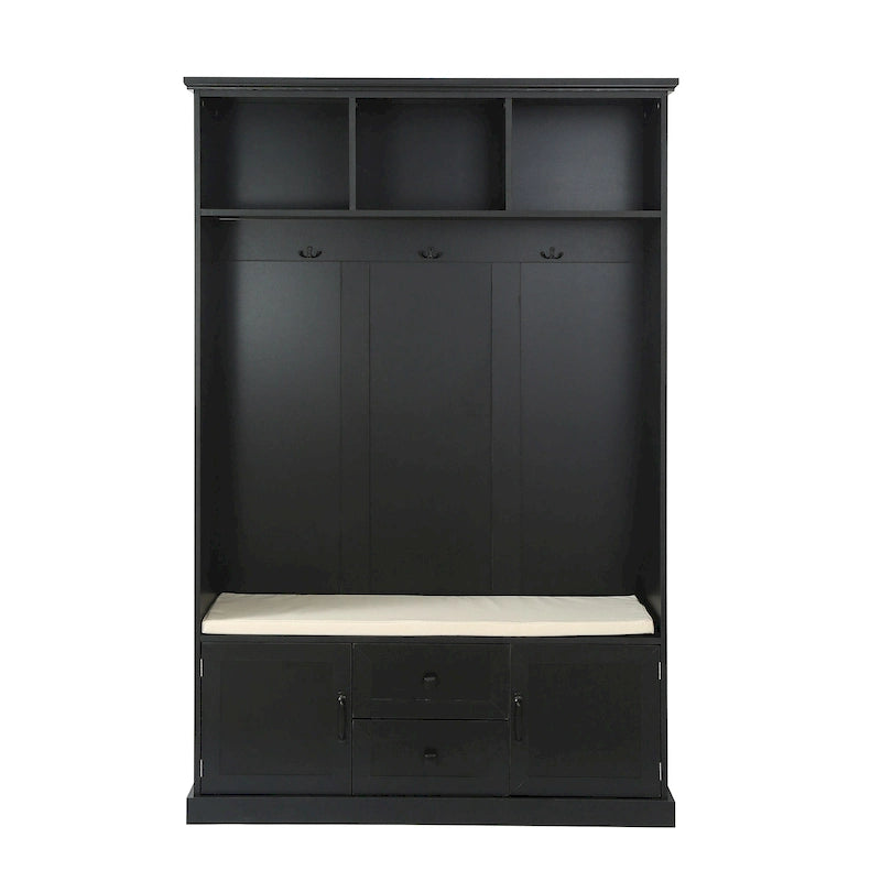 3-in-1 Design Hall Tree with 3 Hooks and Storage Bench - 47.24W x 70.9H x 15.74D