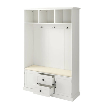 3-in-1 Design Hall Tree with 3 Hooks and Storage Bench - 47.24W x 70.9H x 15.74D