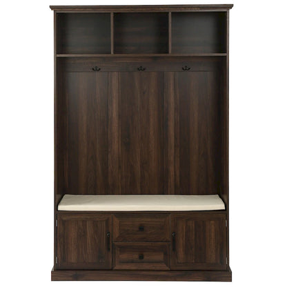 3-in-1 Design Hall Tree with 3 Hooks and Storage Bench - 47.24W x 70.9H x 15.74D