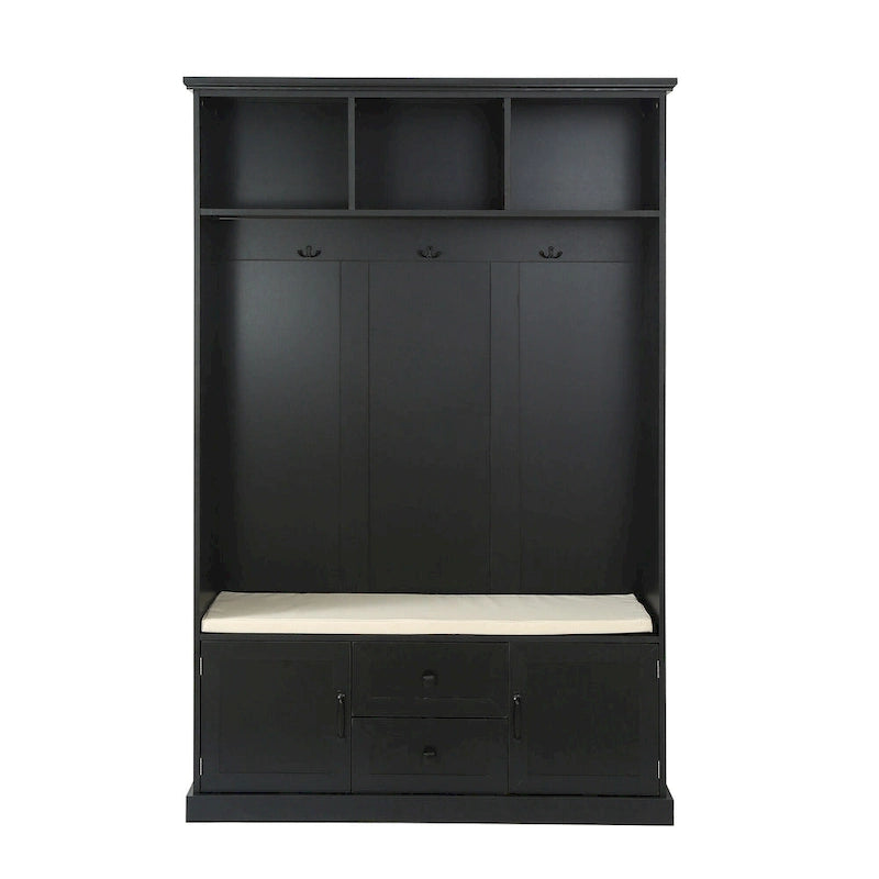 3-in-1 Design Hall Tree with 3 Hooks and Storage Bench - 47.24W x 70.9H x 15.74D