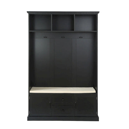 3-in-1 Design Hall Tree with 3 Hooks and Storage Bench - 47.24W x 70.9H x 15.74D