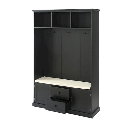 3-in-1 Design Hall Tree with 3 Hooks and Storage Bench - 47.24W x 70.9H x 15.74D