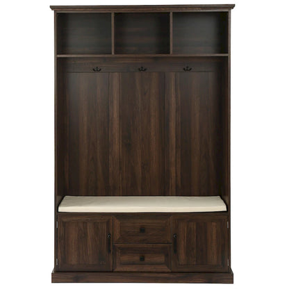 3-in-1 Design Hall Tree with 3 Hooks and Storage Bench - 47.24W x 70.9H x 15.74D