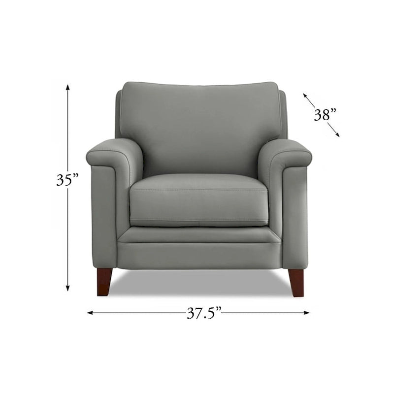 Hydeline Westcott Top Grain Leather Sofa Loveseat and Chair Set with Memory Foam and Springs