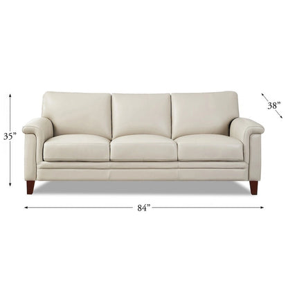 Hydeline Westcott Top Grain Leather Sofa Loveseat and Chair Set with Memory Foam and Springs