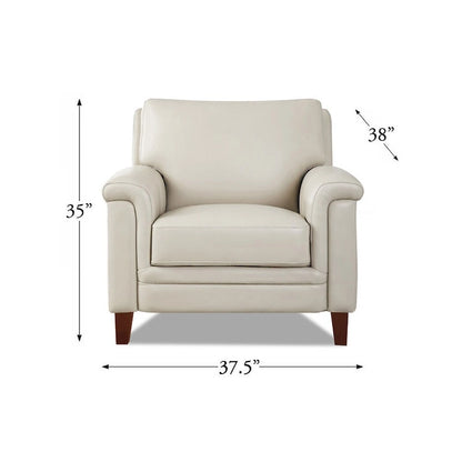 Hydeline Westcott Top Grain Leather Sofa Loveseat and Chair Set with Memory Foam and Springs