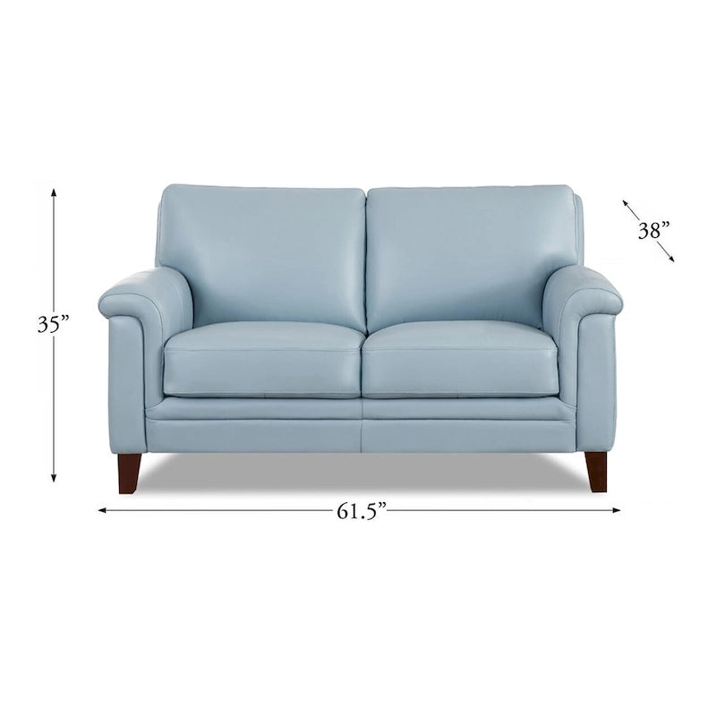 Hydeline Westcott Top Grain Leather Sofa Loveseat and Chair Set with Memory Foam and Springs