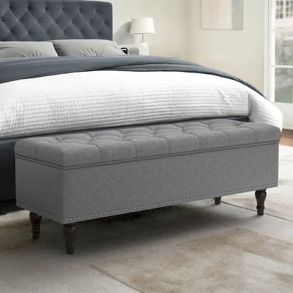COZYMAN Tufted Storage Bench, Upholstered Ottoman with Storage - 50.8 W X 17.1 D X 18.3 H