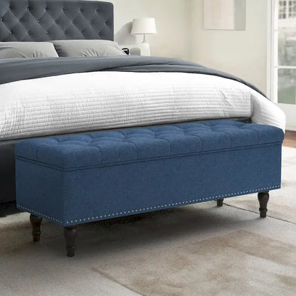 COZYMAN Tufted Storage Bench, Upholstered Ottoman with Storage - 50.8 W X 17.1 D X 18.3 H