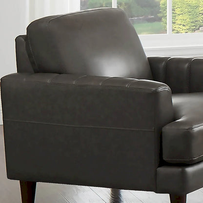 Ivy Living Cassia Top Grain Leather Chair With Feather, Memory Foam and Springs