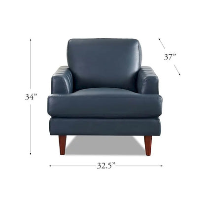 Ivy Living Cassia Top Grain Leather Chair With Feather, Memory Foam and Springs