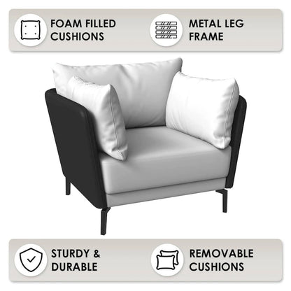 Luxify Modern Single-Seater Sofa in Upholstered PU Leather with Metal Legs for Living Room Accent Chair