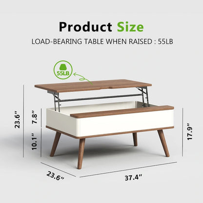 Elevatelux Rectangle Lift Top Square Coffee Table With Storage 37 x 23.5